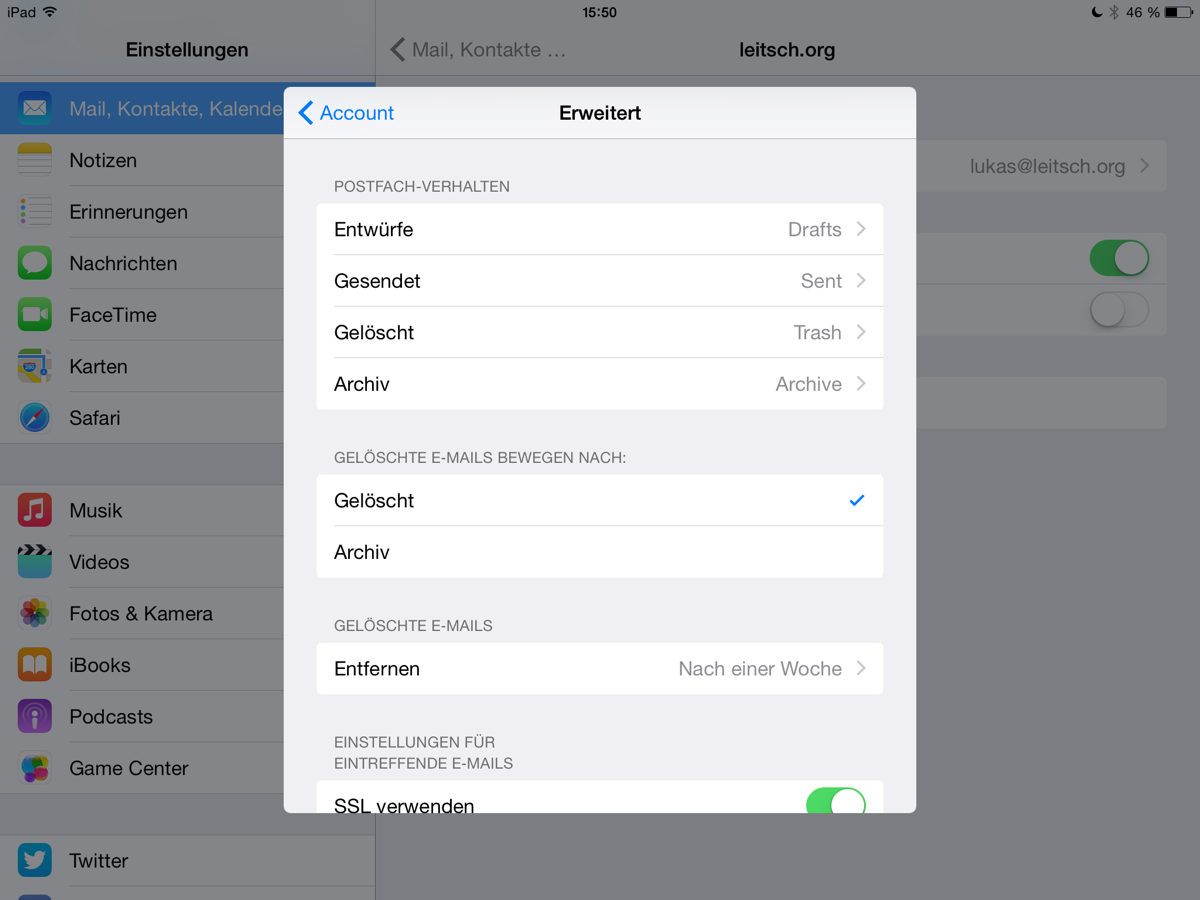 Mail-Archiv unter iOS auswählen